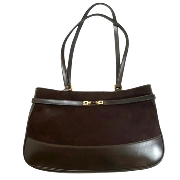 Vintage St. John Brown Suede Leather Old Money Classic Quiet Luxury Shoulder Bag - Picture 4 of 10